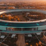 Apple Park - aerial photography of round building